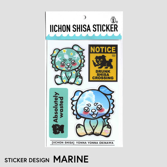 【MARINE】ステッカー(いーちょんシーサー)