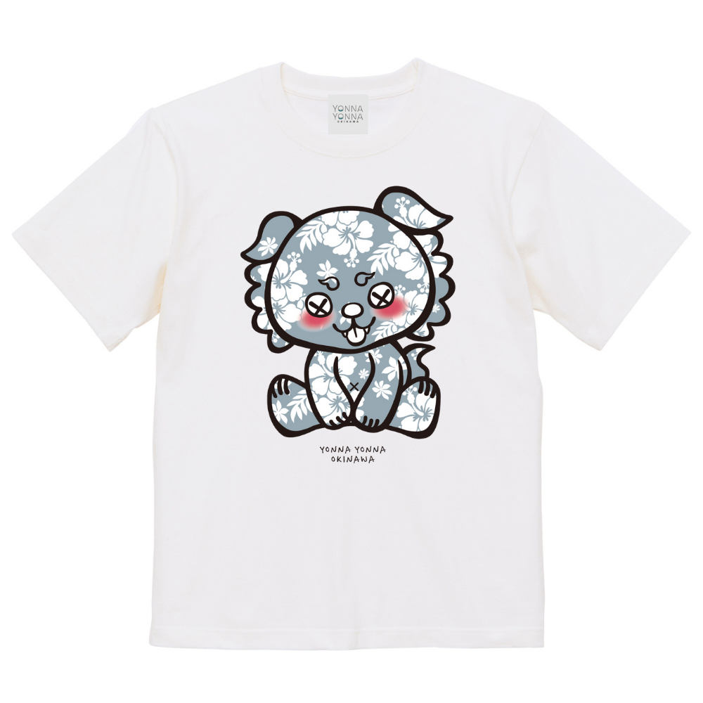 沖縄アパレル】いーちょんシーサー グレーハイビスカス Tシャツ