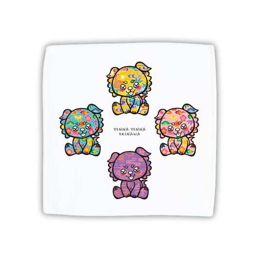 いーちょんシーサー 紅型4種 ハンドタオル