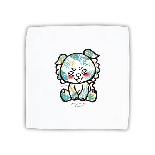 【ボターニー】いーちょんシーサー リーフホワイト ハンドタオル