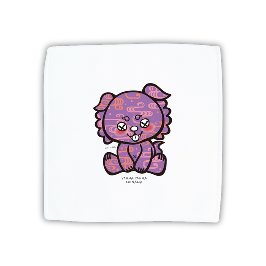 いーちょんシーサー 紅型 紫 ハンドタオル