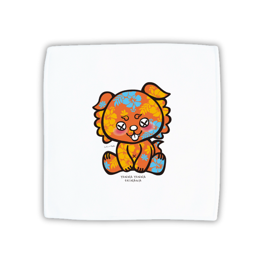 いーちょんシーサー オレンジハイビスカス ハンドタオル