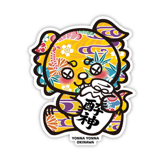 いーちょんシーサー 酔神ステッカー