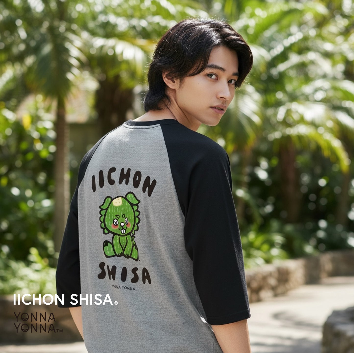 いーちょんシーサーごーやん  ラグランTシャツ