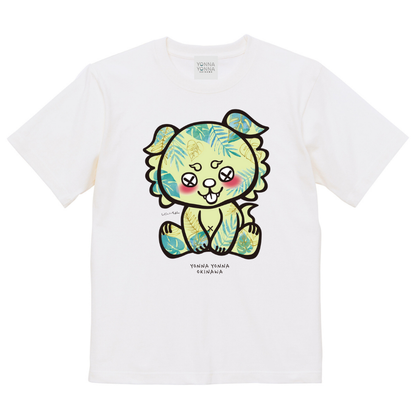 いーちょんシーサー リーフグリーン ホワイト 半袖Tシャツ