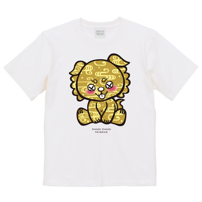 いーちょんシーサー ベージュゴールド 紅型 Tシャツ