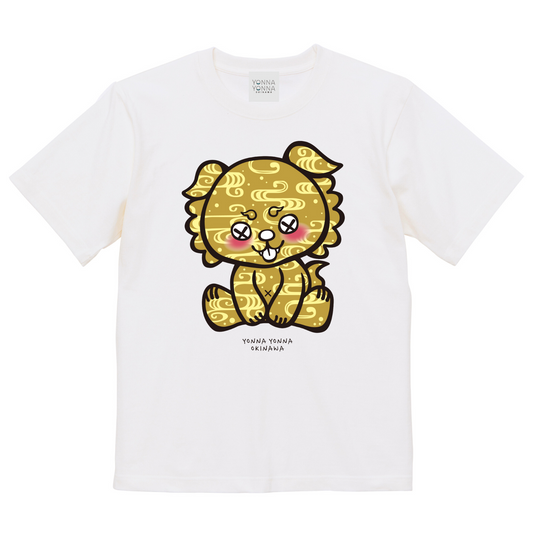 いーちょんシーサー ベージュゴールド 紅型 Tシャツ