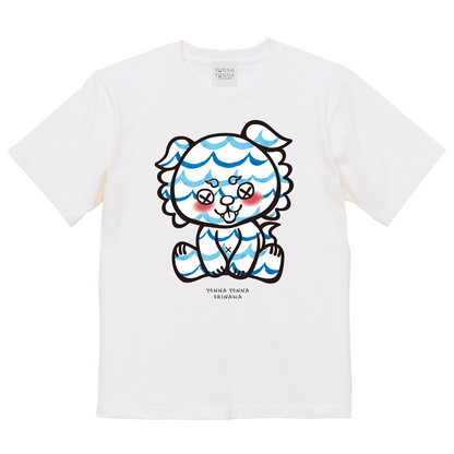 いーちょんシーサー ゆる波ブルー Tシャツ